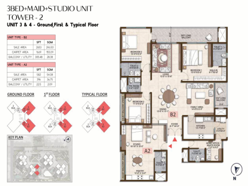 3 BHK 2614 Sq Ft Floor Plan